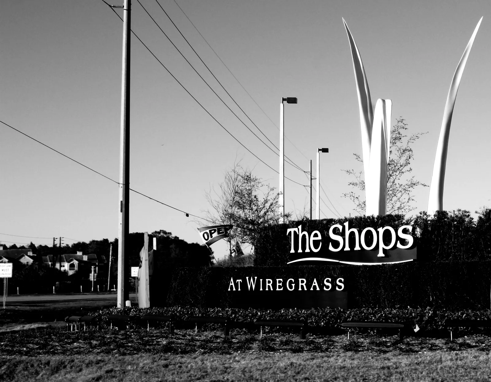 The entrance sign at The Shops at Wiregrass, home of the Fresh Market at Wiregrass on Paseo Drive