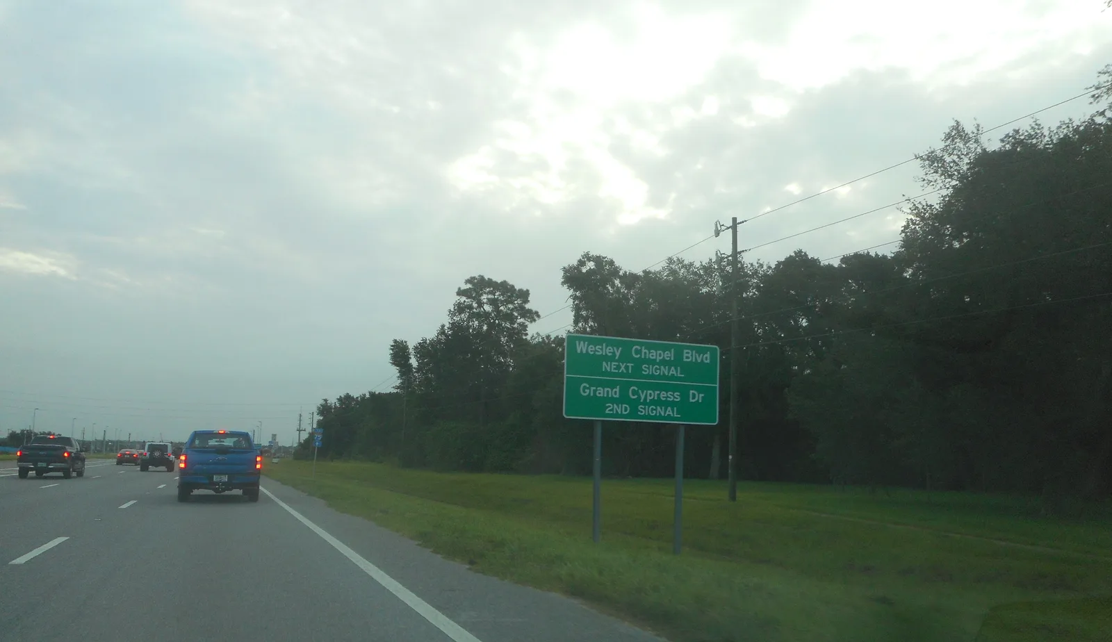 Eastbound State Road 54 approaching Wesley Chapel Boulevard in Wesley Chapel
