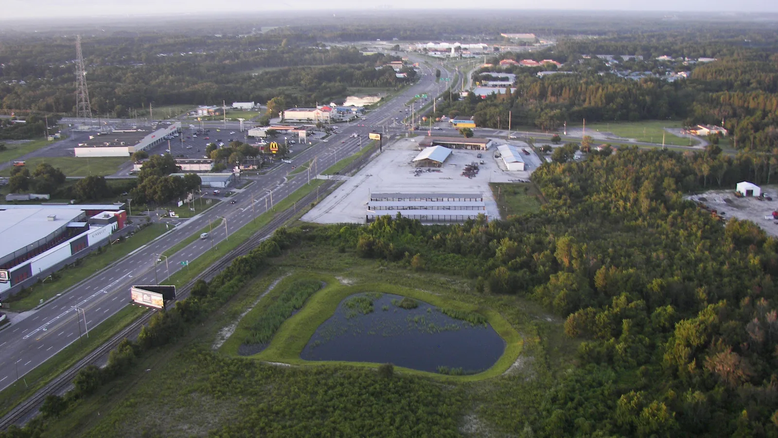 State Road 54 at U.S. 41 in Land O' Lakes, west of Wesley Chapel, seen from a hot air balloon